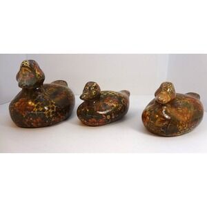 Set of 3 Vintage Patricia Reach‎ Enesco Decoupage Ducks Figures Collectible 1994